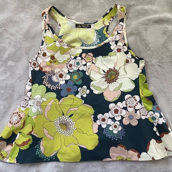 Handmade Hands of Gold Cottagecore Vintage Floral Print Sleeveless Top 60’s 70’s - Picture 8 of 11